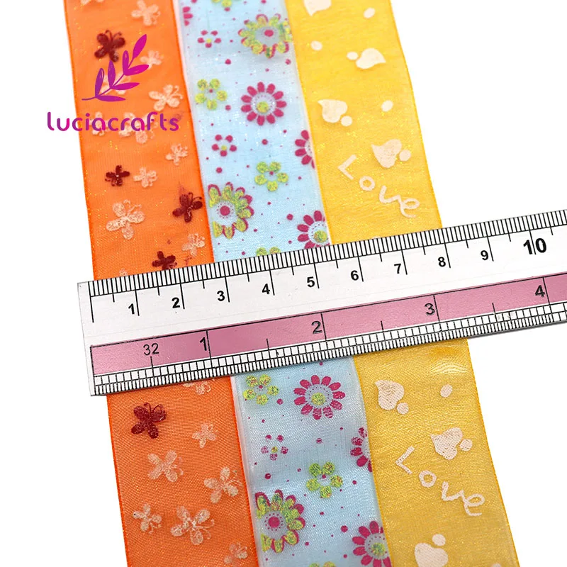 Lucia crafts 12y/24y 1y/style 10 40 мм случайная смешанная печать ленты из органзы головные