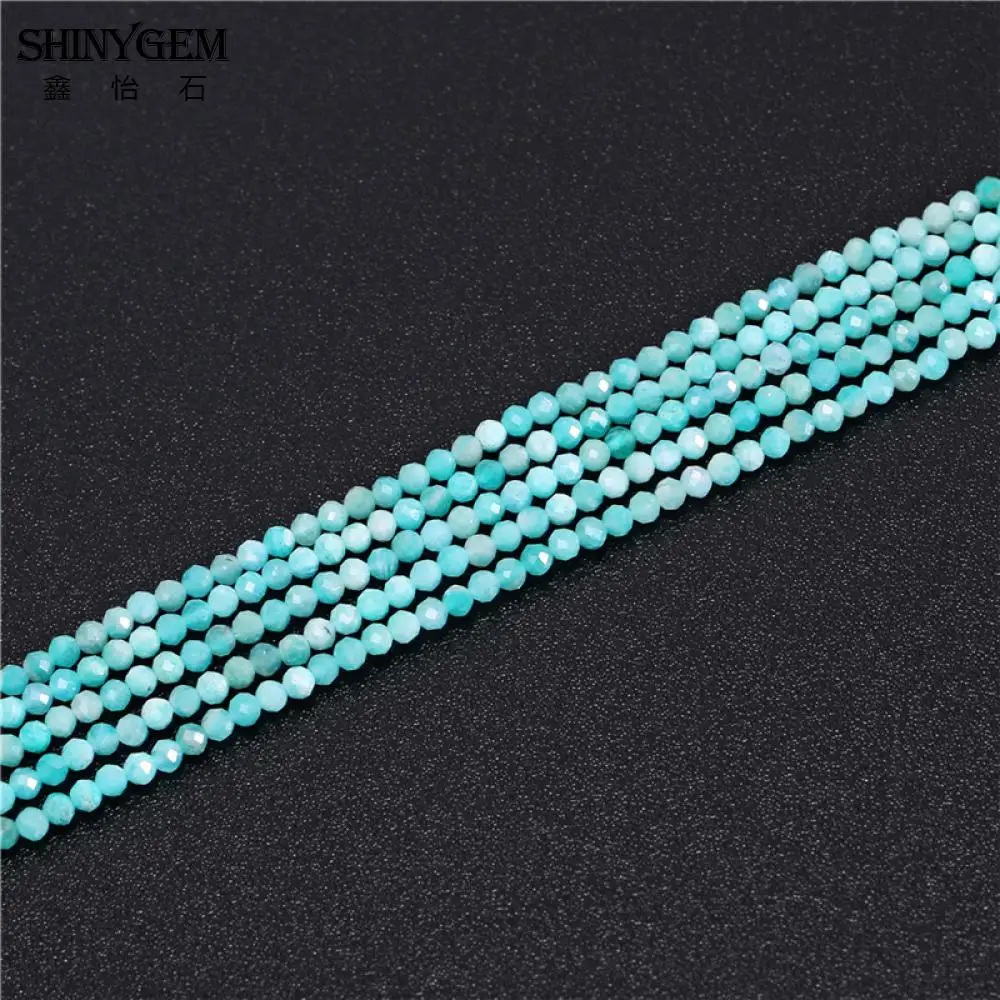 Amazonite SHINYGEM 2 мм/3 мм граненые маленькие бусины Амазонит гранат тигровый глаз опал оптом много объемных натуральных каменных бусин для изготовления ювелирных изделий - Цвет: Amazonite
