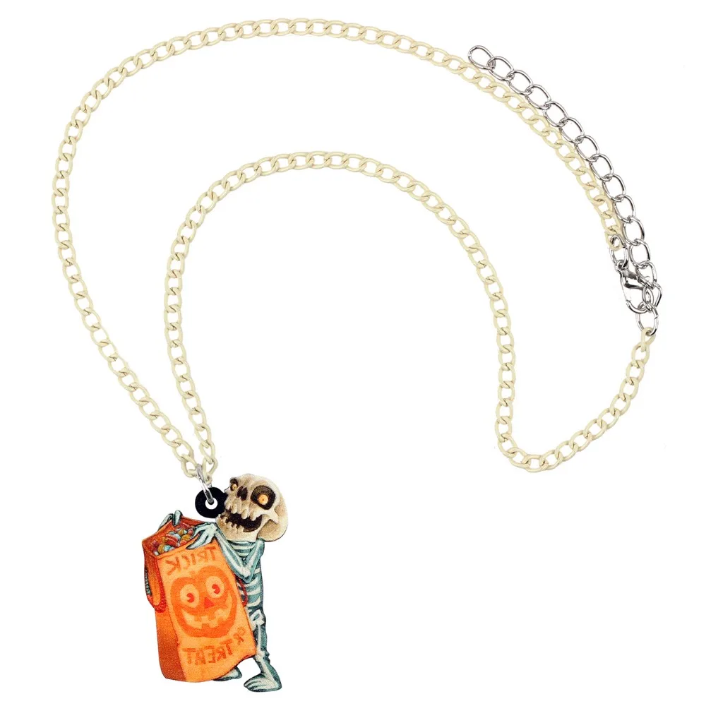 Акриловое аниме-подвеска WEVENI для Хэллоуина череп скелет ожерелье подвеска