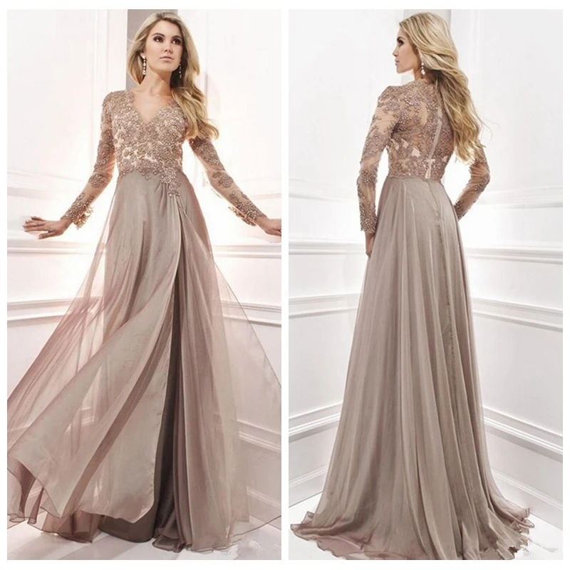 Плюс Размер Формальные Пром Dress Партии Платья С Длинными Рукавами дешевые 2017