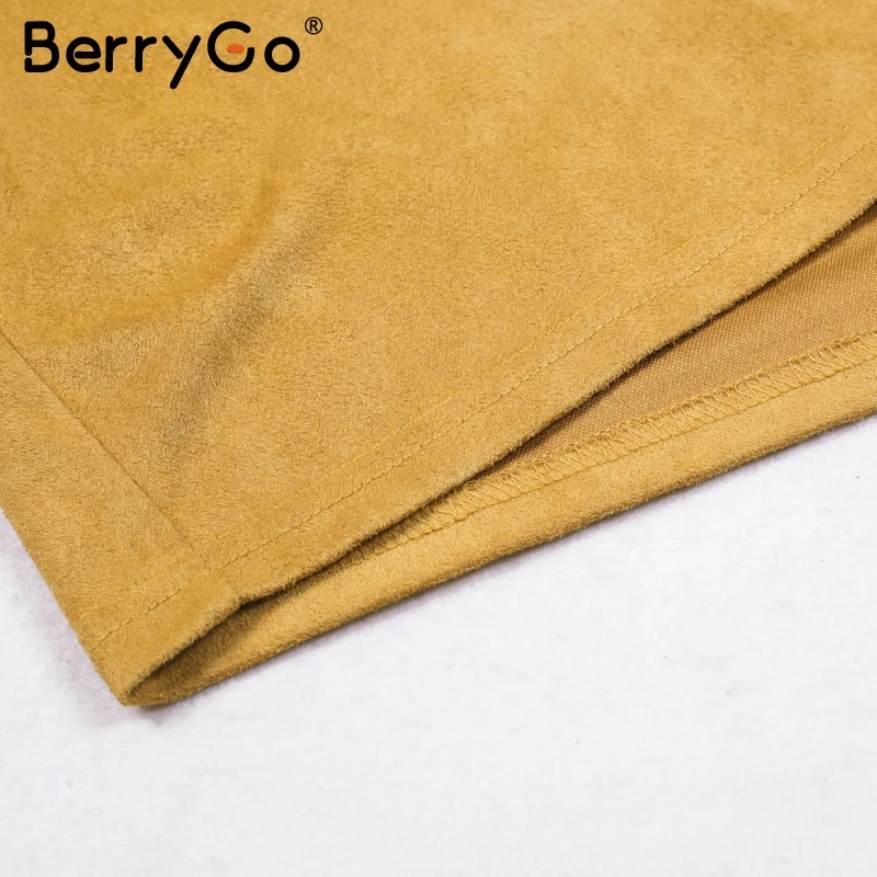 BerryGo сексуальное платье с открытыми плечами с открытой спиной и рюшами женское замшевое облегающее короткое платье осень зима Элегантные Платья vestidos de festa