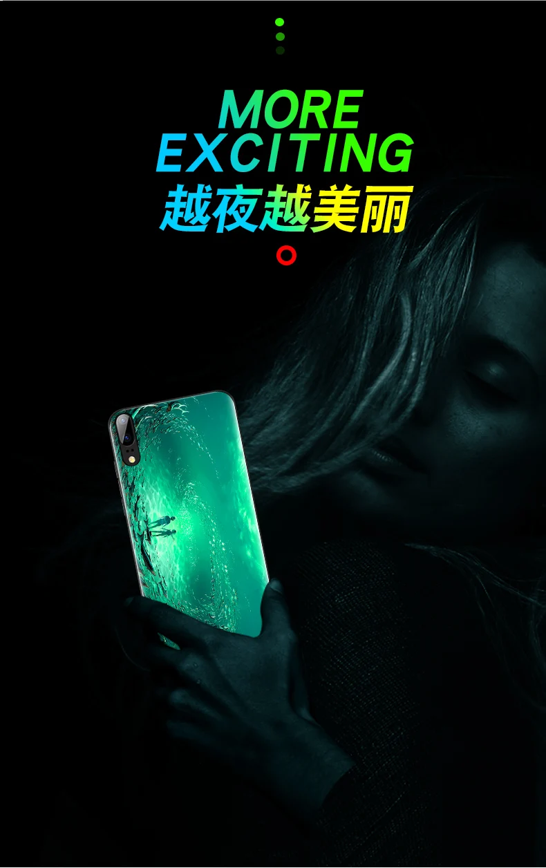 For Huawei P20 Pro P20Lite P10 Plus P Smart Case Luminous Hard Tempered Glass Cover for huawei Mate 10 20 Lite 20X |