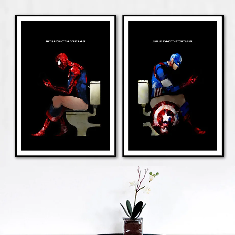 Скандинавский постер Человек паук для туалета настенные картины в ванной