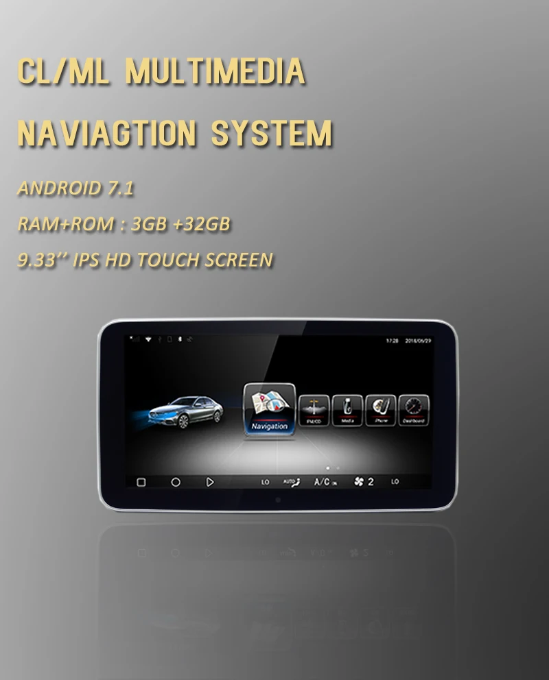 NVTECH Android мультимедийная навигация gps для Mecerdes Benz CLASS ML/GL радио приборная панель dvd-плеер 9,3" стиль 2013
