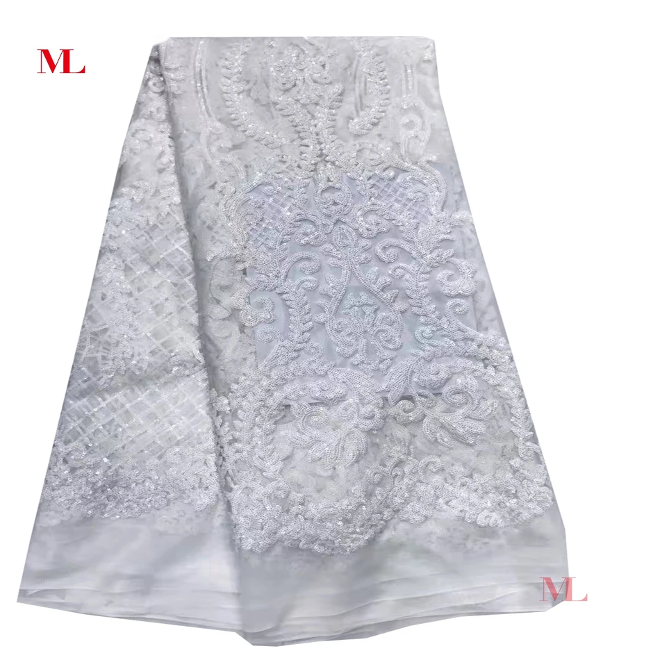 ML высокое качество белая кружевная свадебная платье Тюлевое кружево с пайетками