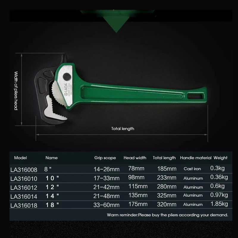 LAOA быстрого трубы плоскогубцы многофункциональный Алюминий трещотка гаечный