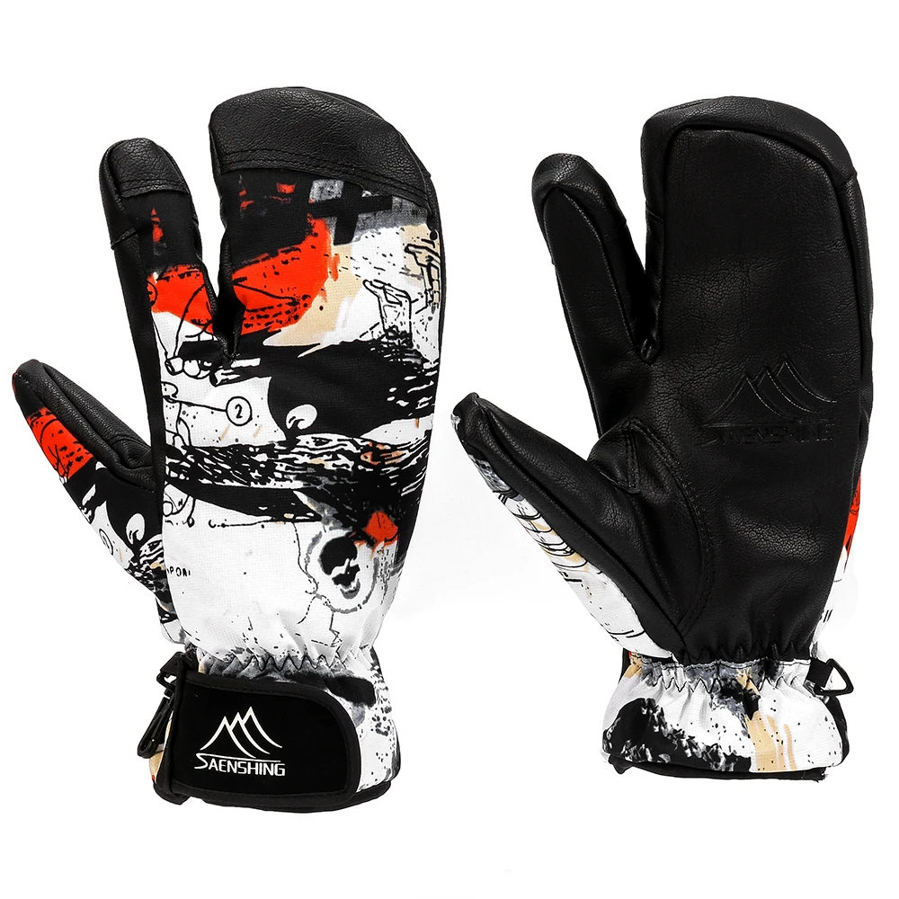 Зимние теплые парные лыжные перчатки непромокаемые унисекс сноуборд Велоспорт