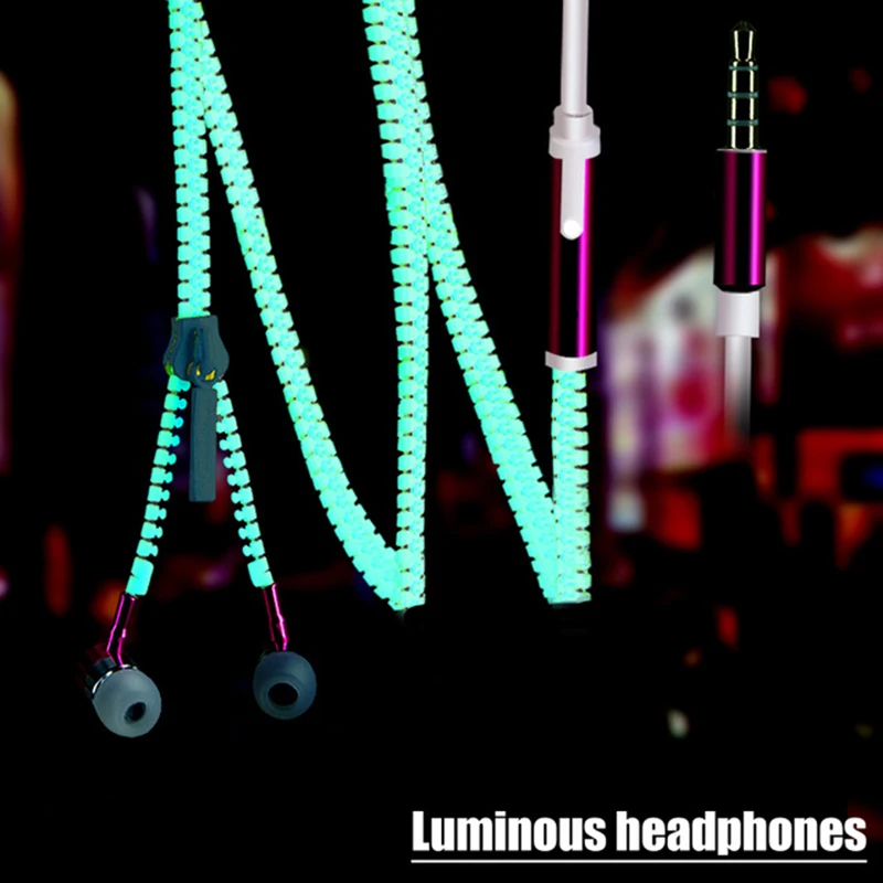 6 цветов Сияющие наушники светящиеся металлические Наушники Молния светится в