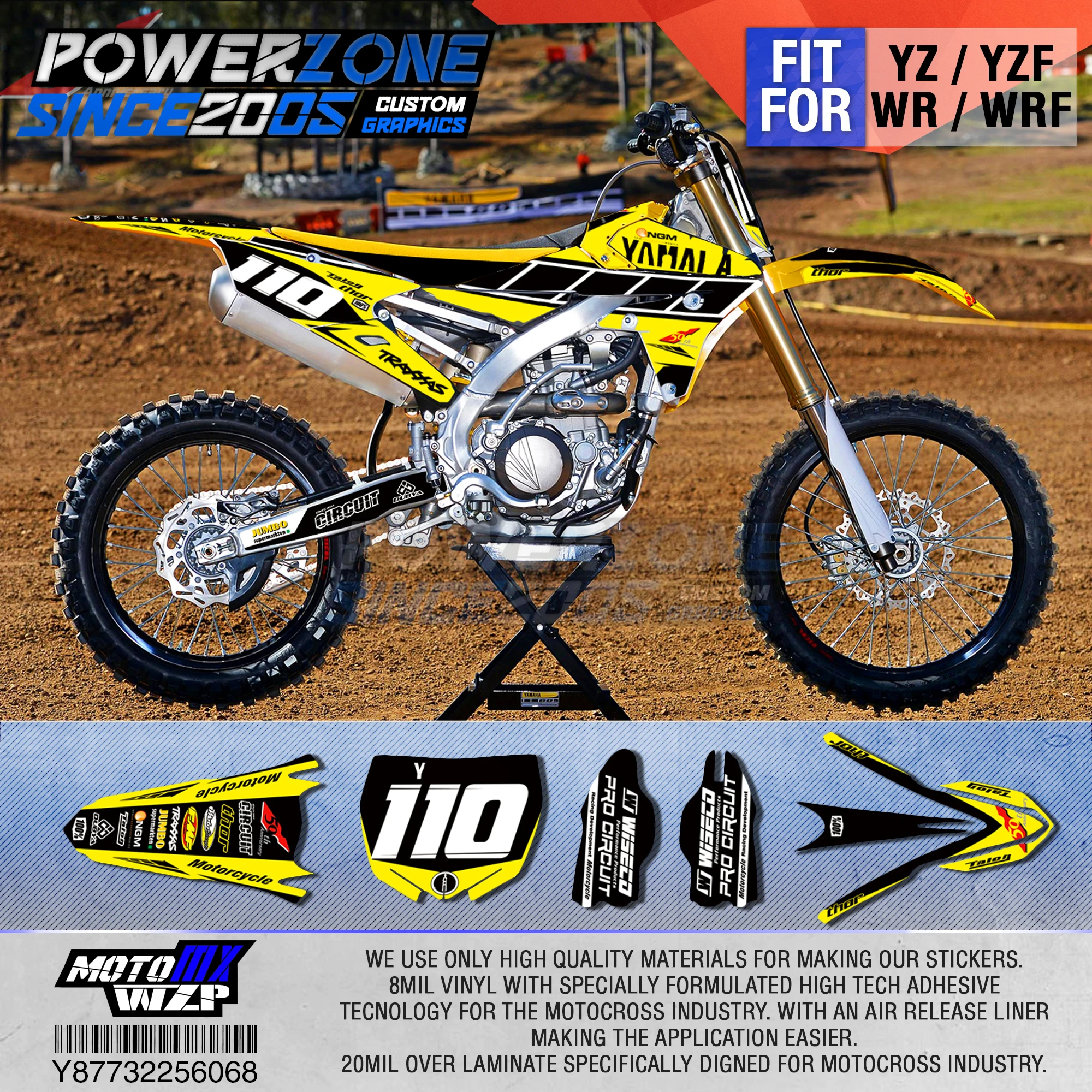 

PowerZone Customized Team Graphics Backgrounds Decals 3M Custom Stickers For YAMAHA YZF250FX 14-18 YFZ 19 YZF450 14-17 18-19 068