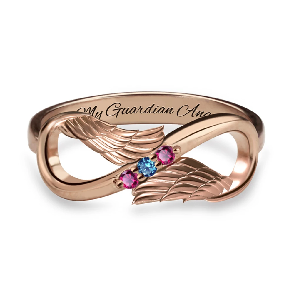 Женское кольцо с выгравированными крыльями ангела Sweey свадебные кольца камнями