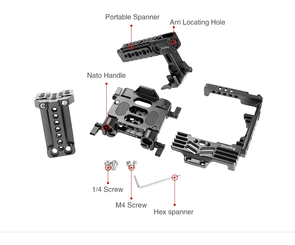 SmallRig GH5 Половина Клетка комплект для Panasonic Lumix GH5 с батарейным захватом/Верхняя рукоятка/двойной стержень зажим опорная пластина системы-2067