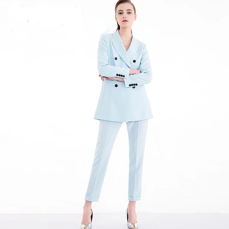 Женский офисный брючный костюм элегантный однобортный пиджак и шорты комплект