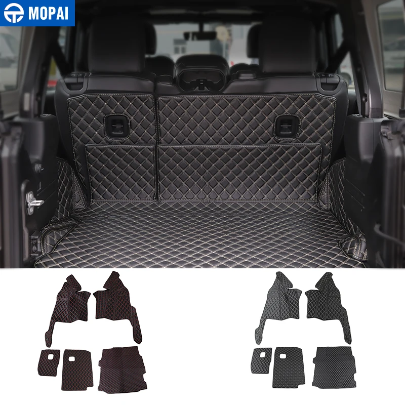 Коврики MOPAI для Jeep Wrangler JL 2018 + кожаные коврики заднего багажника автомобиля