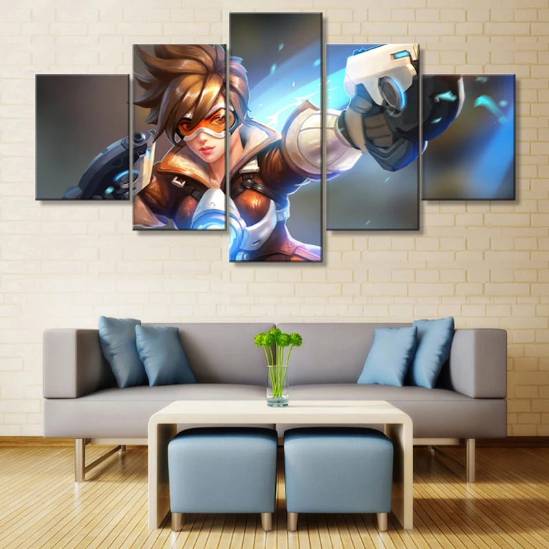 Настенная живопись Cuadros 5 панелей холст печатный игровой постер Overwatch Современный