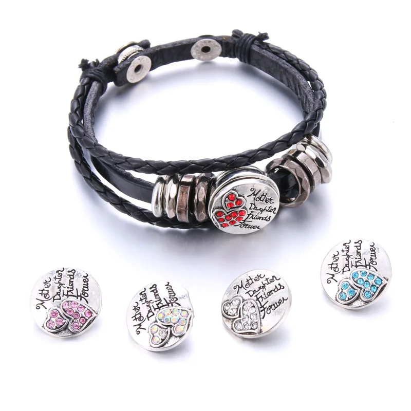 10pcs/lot High Quality Heart Rhinestone Styles Metal Charm 18mm Snap Button Bracelet For Women Boom Life DIY Jewelry | Украшения и