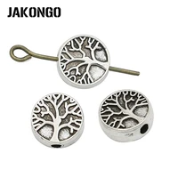 jakongo antique silver plated tree of life pineapple loose beads spacer beads for jewelry making bracelet jewelry accessories