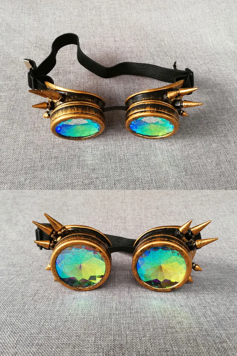 Очки для калейдоскопа, мужские, женские, Oculos, стимпанк, солнцезащитные очки, круглые, Rave, косплей, клипсы, очки, вечерние, готические