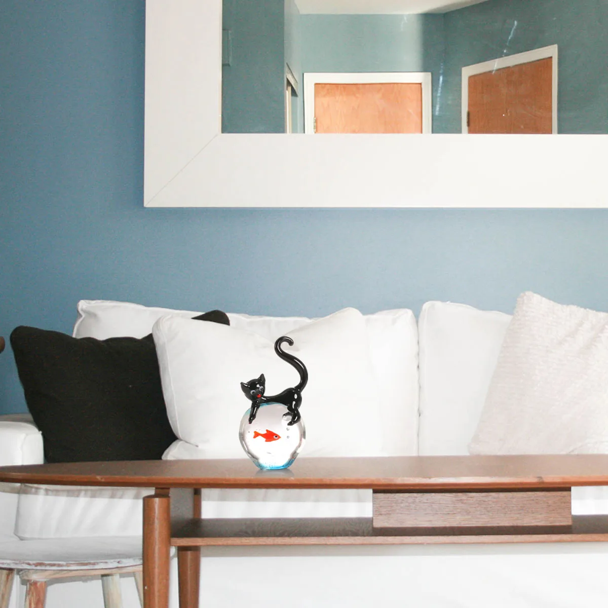 Tooarts Современная статуэтка кошки и золотой рыбки подарок стекло домашний декор