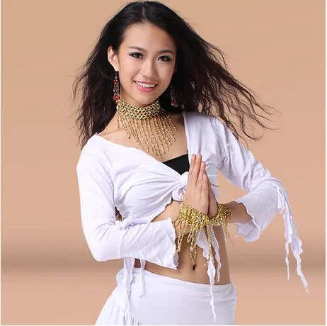 Новое поступление хлопок танец живота топ женщины с длинными рукавами топы