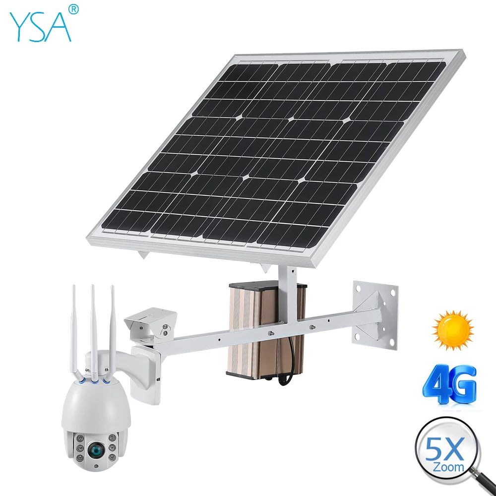 Ip камера 60 Вт с солнечной панелью Wi Fi 1080P HD 3G 4G SIM карта PTZ Солнечная 5X купольная