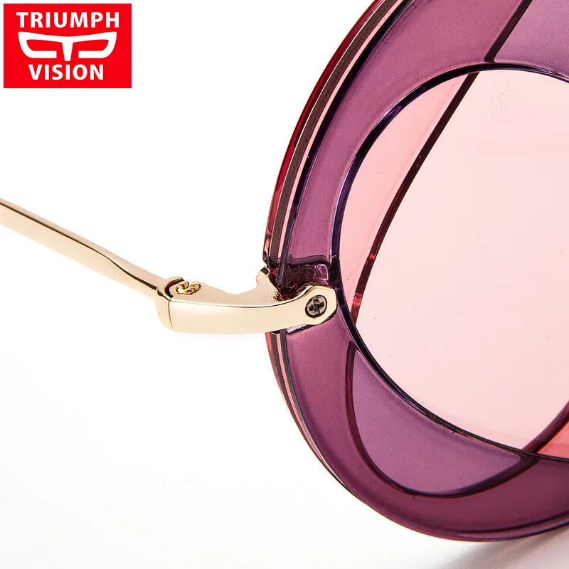 Женские круглые солнцезащитные очки TRIUMPH VISION брендовые дизайнерские с розовым