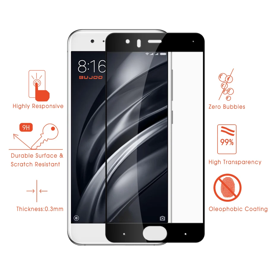 Защитное стекло BUJOO Premium закаленное 2.5D 0 3 мм 9H для Xiaomi Mi 6 | Мобильные телефоны и