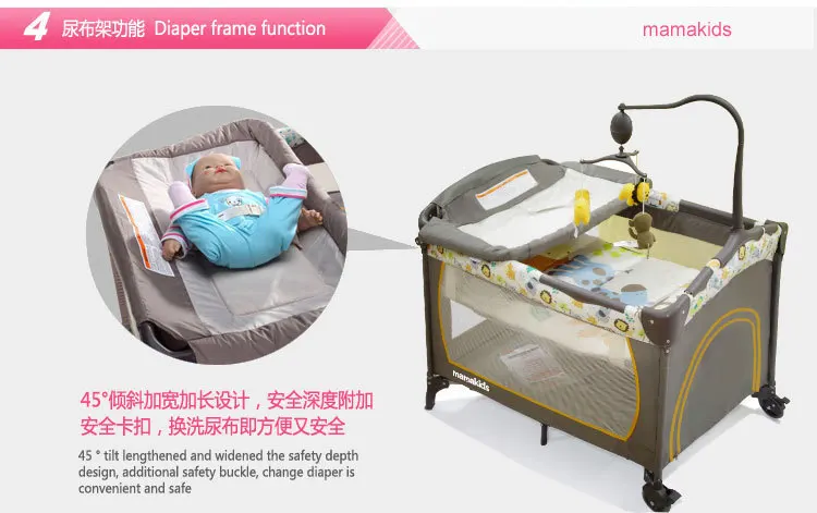 Babytrend в том же параграфе прямая складная кроватка Многофункциональная портативная игровая кровать детская с пеленками набор колесико для детской кроватки