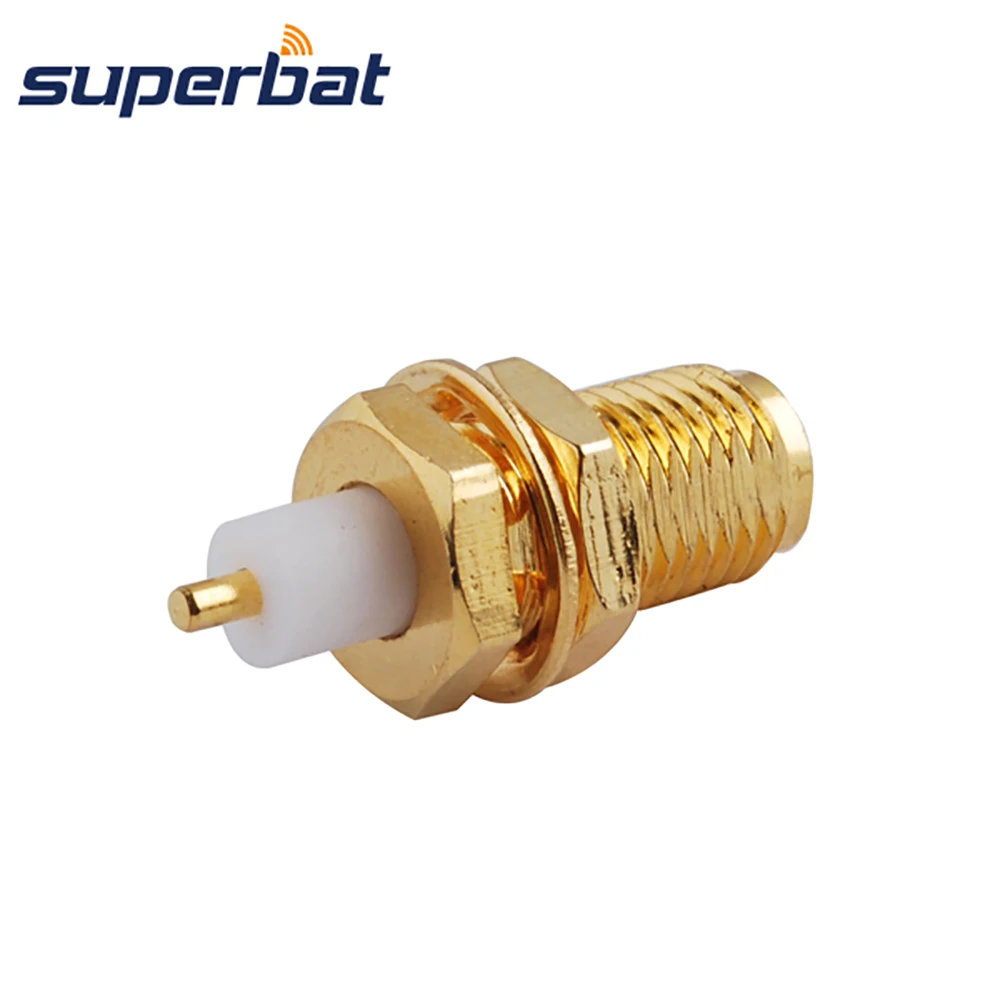 Superbat Reverse Polarity SMA Panel Mount Female Bulkhead with nut with Extended Dielectric&solder Post Terminal