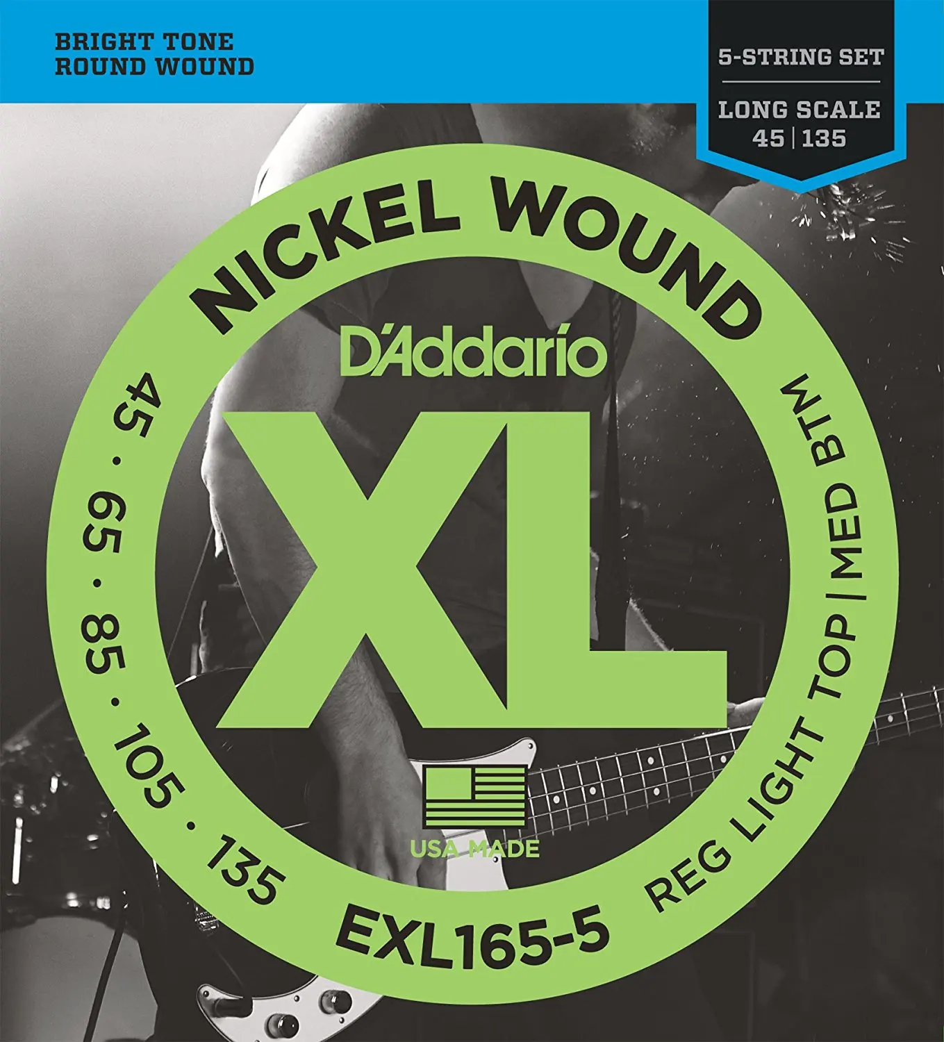 D'Addario 5-строка с никелевой обмоткой для бас-гитары, EXL160-5 EXL165-5 EXL170-5 EXL220-5