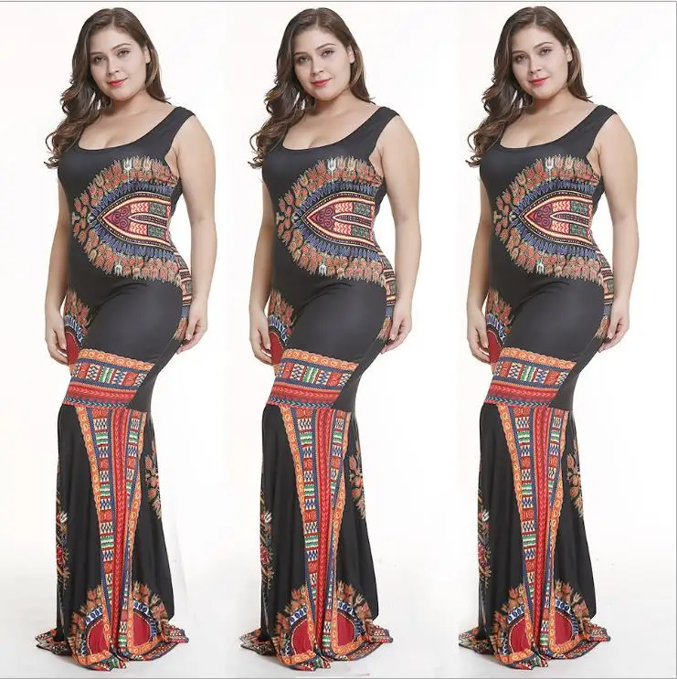 New fall/winter 2018 hot style sexy club print slim body long skirt beach sleeveless dress | Тематическая одежда и