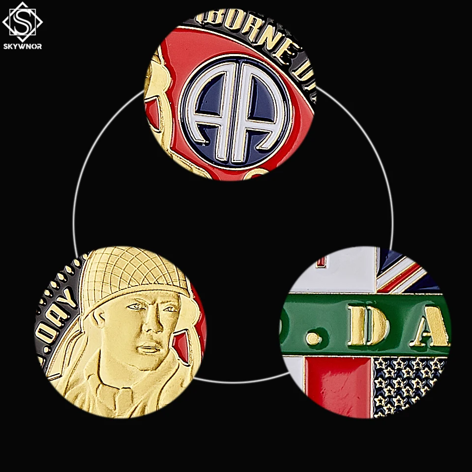 1944.6.6 США Золотая Военная 82-я Воздушная дивизия вызов сувенирная монета