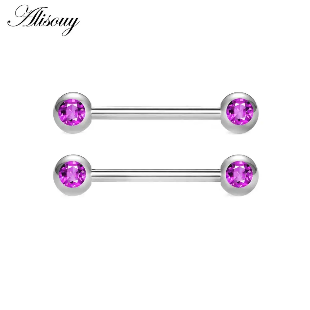 Pink Alisouy 1 шт. внутренняя резьба из нержавеющей стали штанга для языка пирсинг сосков язык прямые Серьги-штанги кольца ювелирные изделия для тела - Окраска металла: Pink