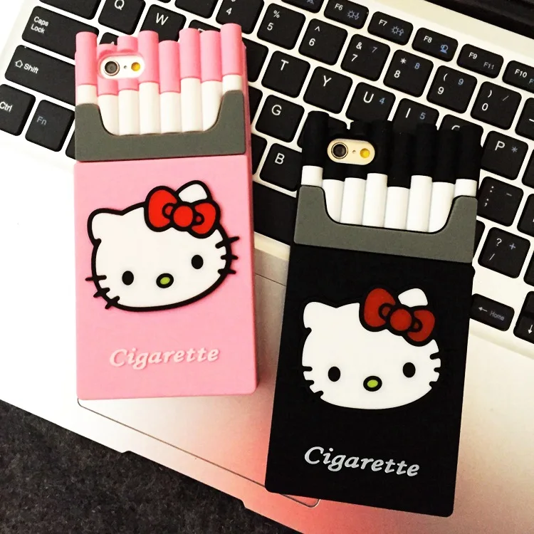 Fashion Phone Case For iPhone 6 6s Plus Silicon Smoking Kill Hello Kitty Cigarette Box Cell Cover Cases SE 5 5s |