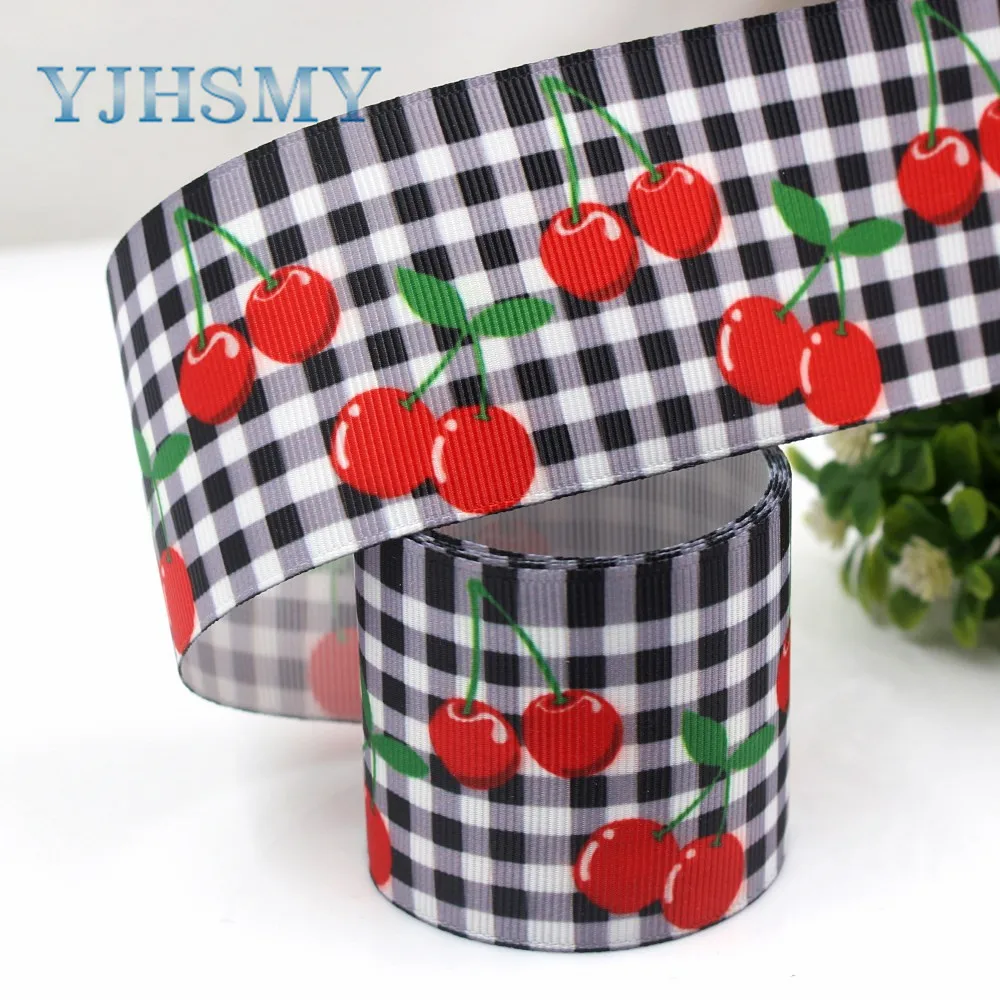 

YJHSMY G-18913-1105,50 mm 5 Yards fruit Cherry Printed grosgrain ribbons,Clothing accessories,DIY handmade gift wrap materials