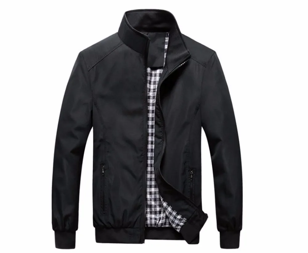 

British Fashion Men Jacket Business Men Spring And Autumn Thin Blue Jacket And Black M-2XL Collar Zipper Jacket #672668
