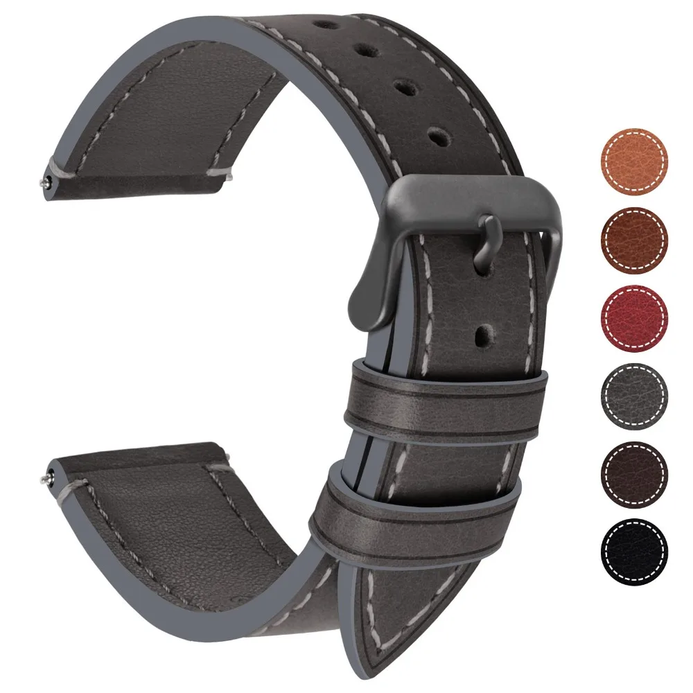 

Ремешок из натуральной кожи для наручных часов, быстросъемный браслет для мужчин и женщин, 6 цветов, 14 мм 16 мм 18 мм 20 мм 22 мм 24 мм