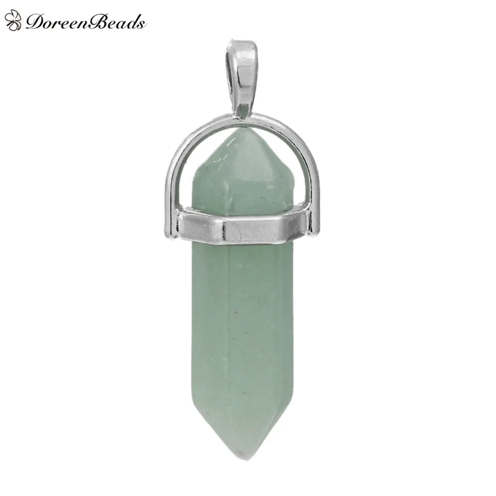 DoreenBeads Created авантюрин подвески чакры карандаш тусклый серебристый цвет зеленый 4 1