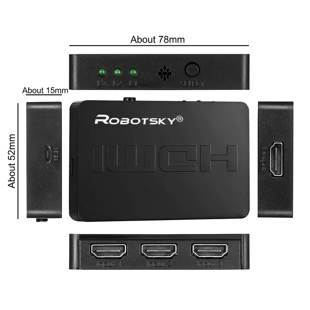 3x1 HDMI сплиттер 3 порта концентратор коробка автоматический переключатель 3 в 1 выход Switcher 1080p HD 1,4 с пультом дистанционного управления для HDTV XBOX360 PS3 проектор