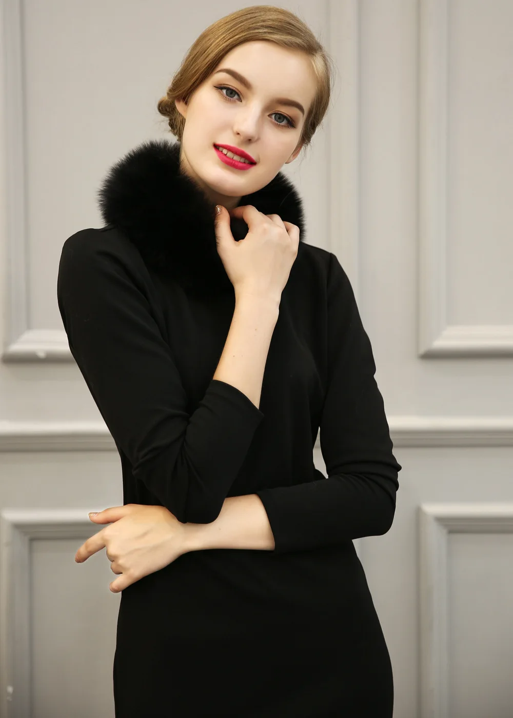 Женский меховой шарф Blinger воротник из искусственного лисьего меха зимний теплый