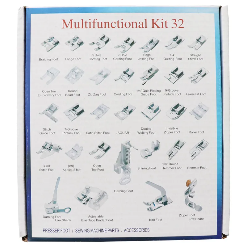 32PCS Carton pack 32 42 52 шт Наборы инструментов домашняя швейная машина оплетка слепой стежок Штопальная прижимная лапка набор для Brother Singer Janome - Цвет: 32PCS Carton pack