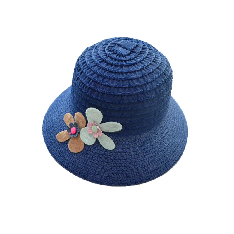 

Children's About 3-7 years old holiday vacation straw hat girls spring summer outdoor beach fisherman baby small flower pot cap
