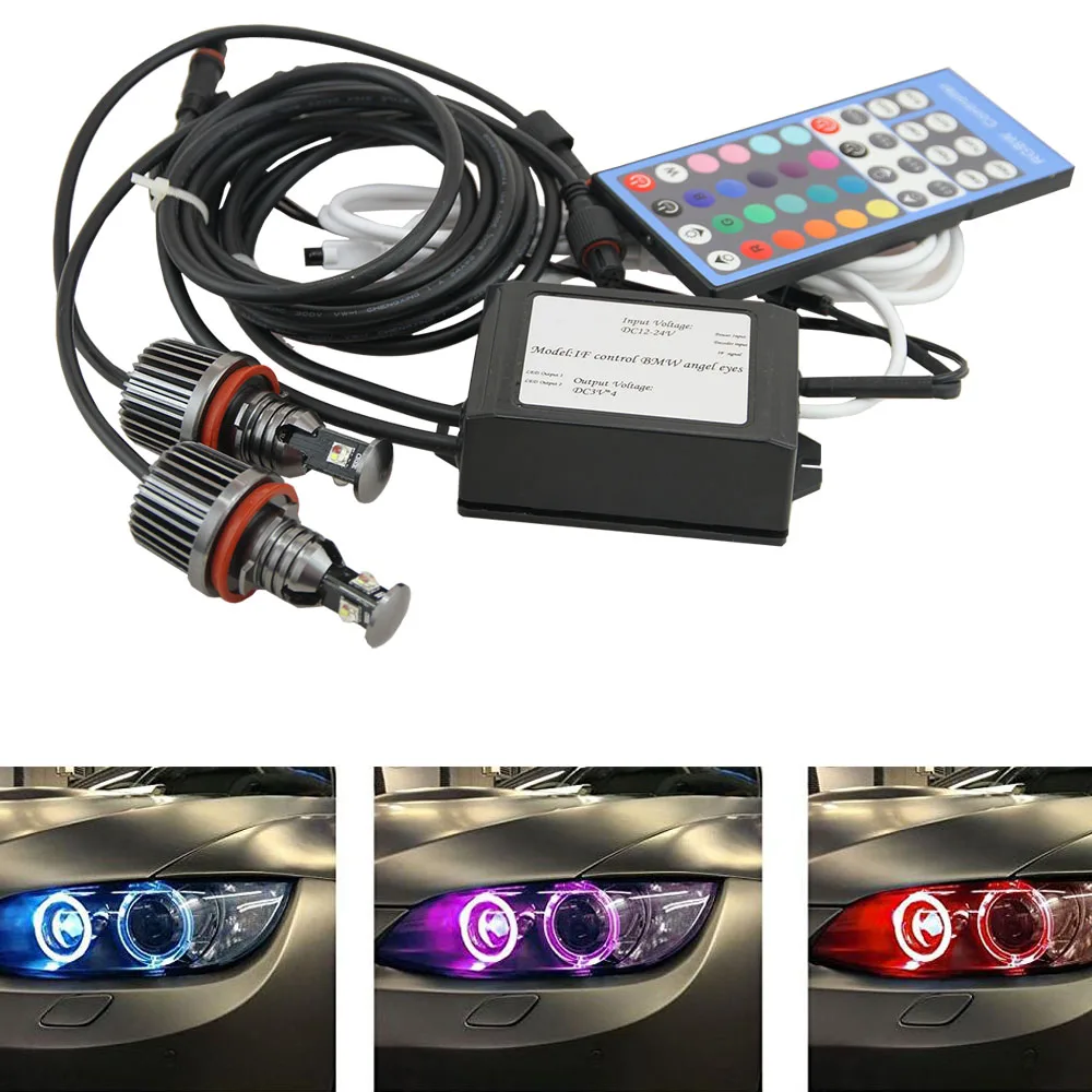 2x For BMW H8 Led Angel Eyes angel eye Light Marker Light RGB Color E87/E82 /E92/E93/E70 X5/E71 X6 X1 X5 parking light 2008-2012