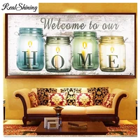 full squareround 5d diy diamond painting welcome to our home3d embroidery pattern cross stitch kit mosaic home decor fs5852