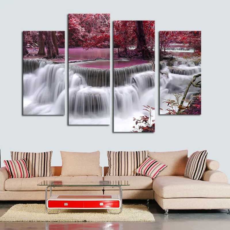 4 шт. абстрактная картина Водопад в лесу|oil painting|the paintingsabstract canvas |