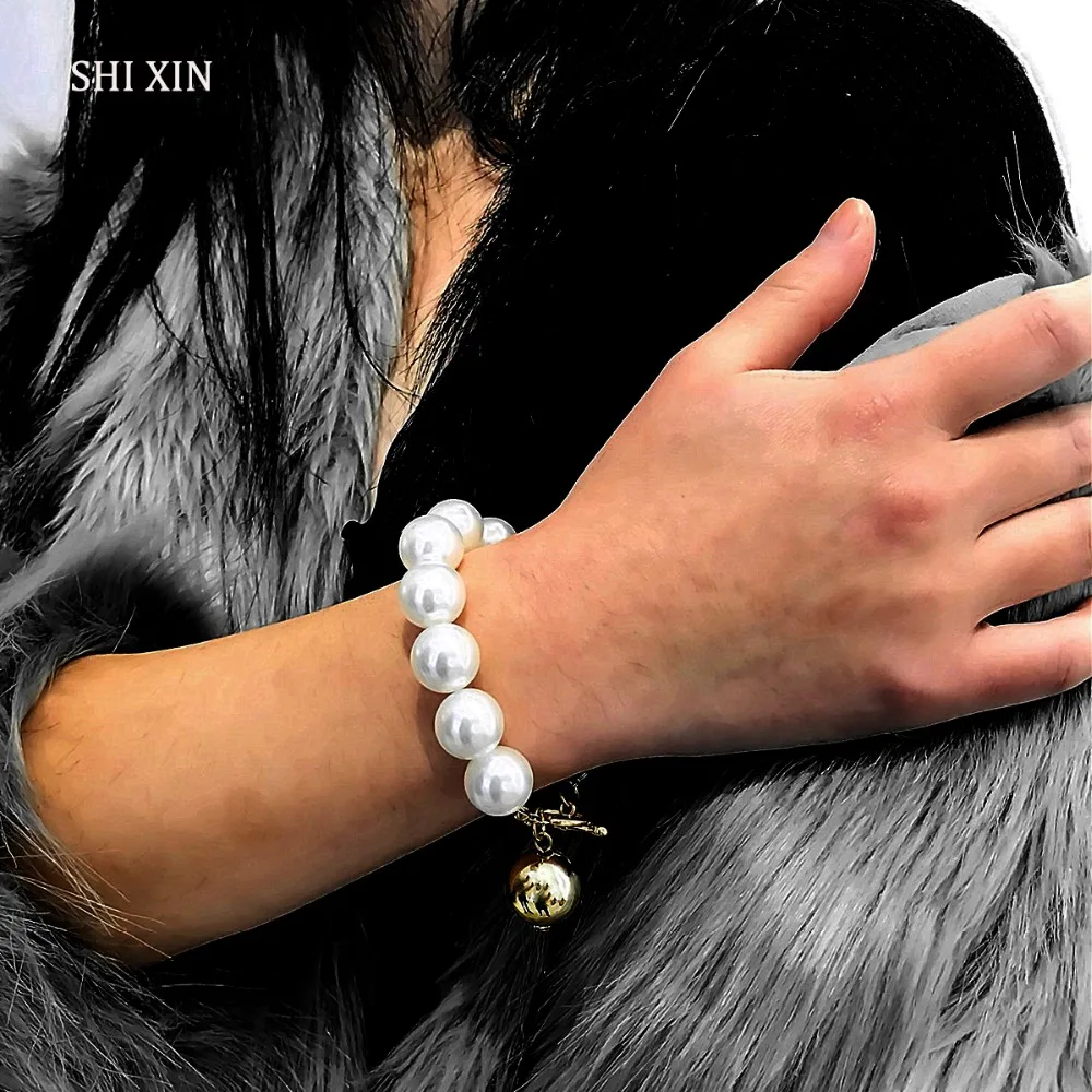 SHIXIN Boho амулеты жемчужный красочный браслет из акрилового бисера модные ювелирные изделия для женщин Богемные Дамы манжета ручной цепи женские подарки