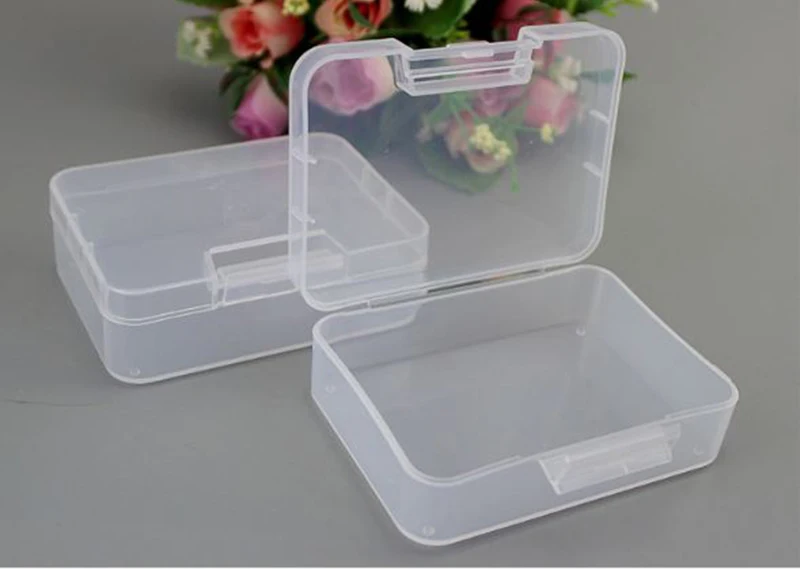 Small Clasp Rectangular Plastic Jewelry Display Organizer Transparent  Craft Case Stationary Holder Storage Box 9.4*6.8*3.1cm