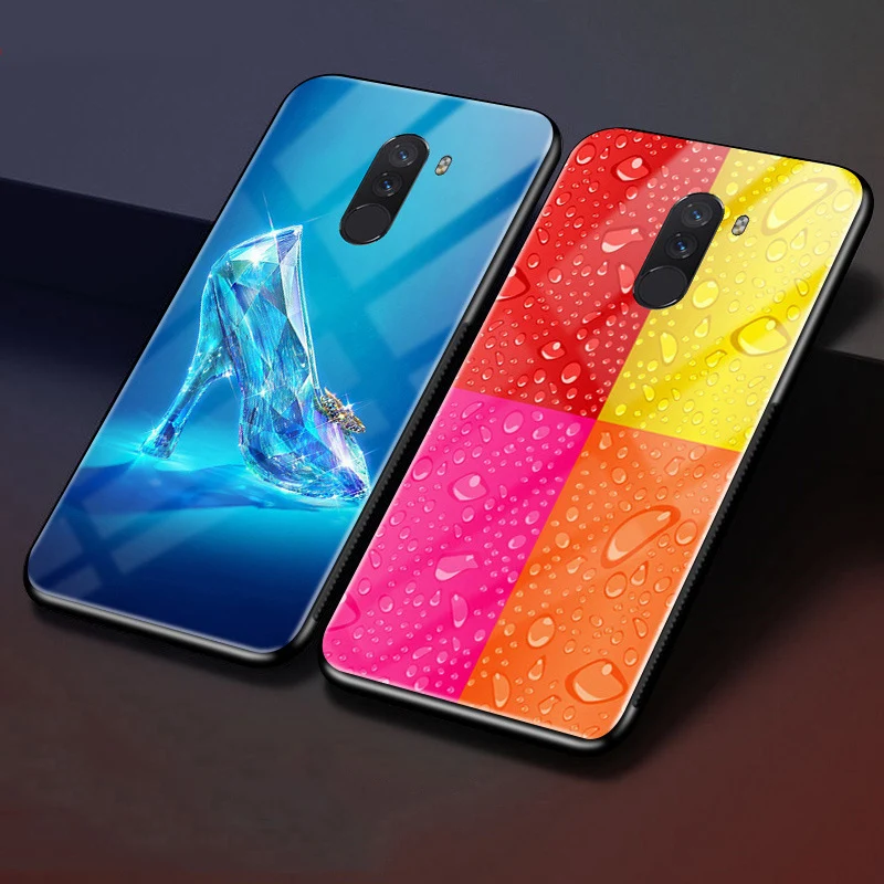 Для Xiaomi Pocophone F1 чехол для Poco Чехол из закаленного стекла телефона глобальная