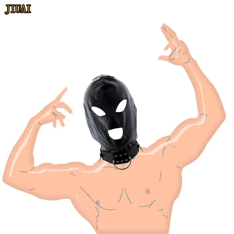 PU кожаная сбруя капюшон маска Готический открытые глаза рот Gimp связывание