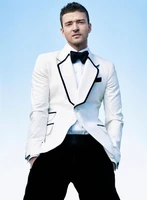bespoke men suits white jacket black pants 2 piece wedding groom best man tuxedos a338