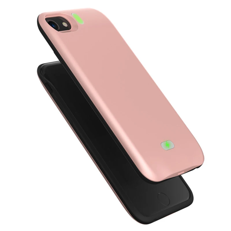 4000 аккумулятор для телефона, мАч зарядное устройство чехол для iPhone 6 6s 7 8 внешний блок питания зарядный чехол для телефона с заполняющим светом - Цвет: Розовый